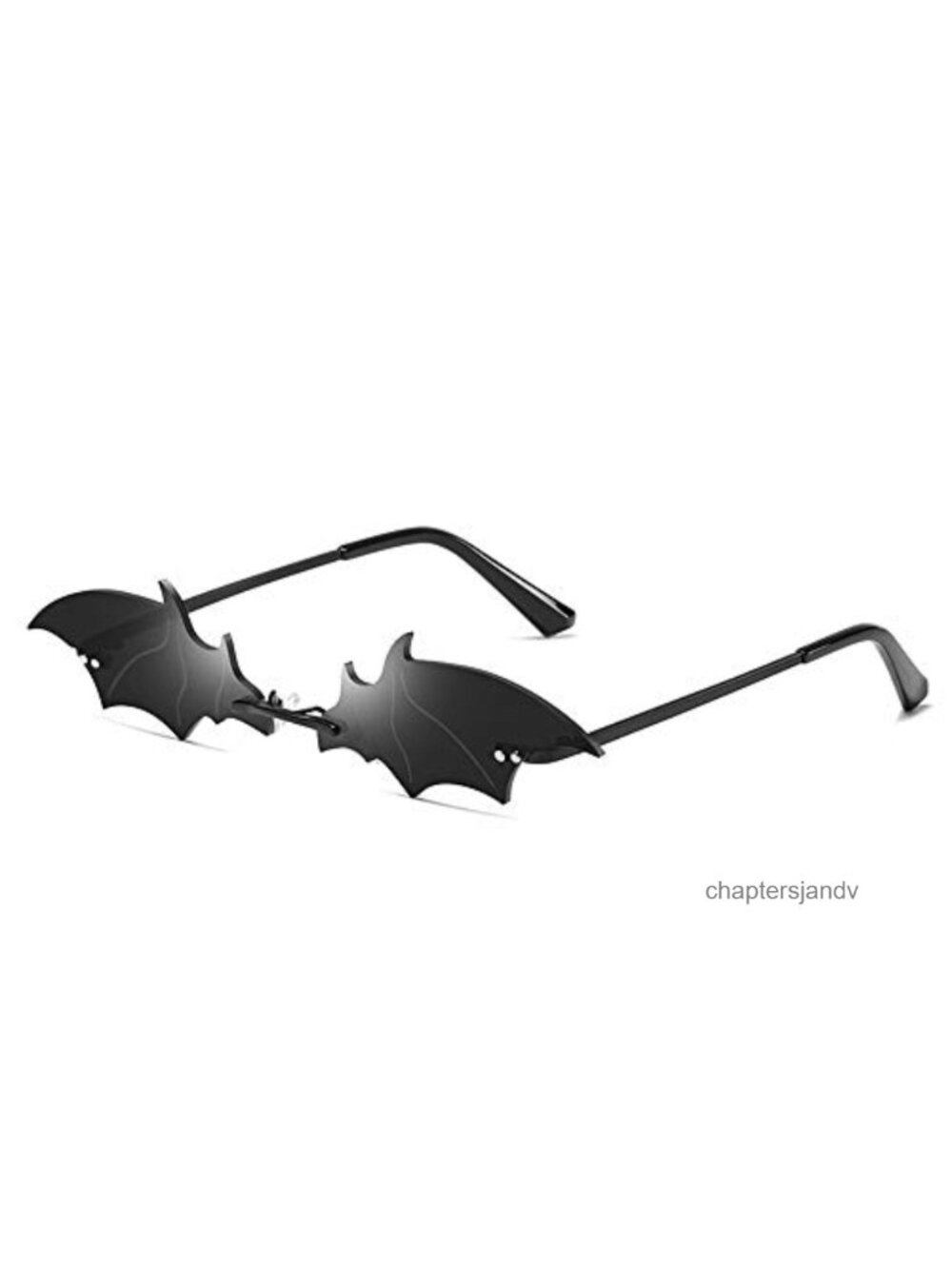 Rimless Bat Sunglasses Goth Y2K UV400 Halloween Cosplay Eyewear